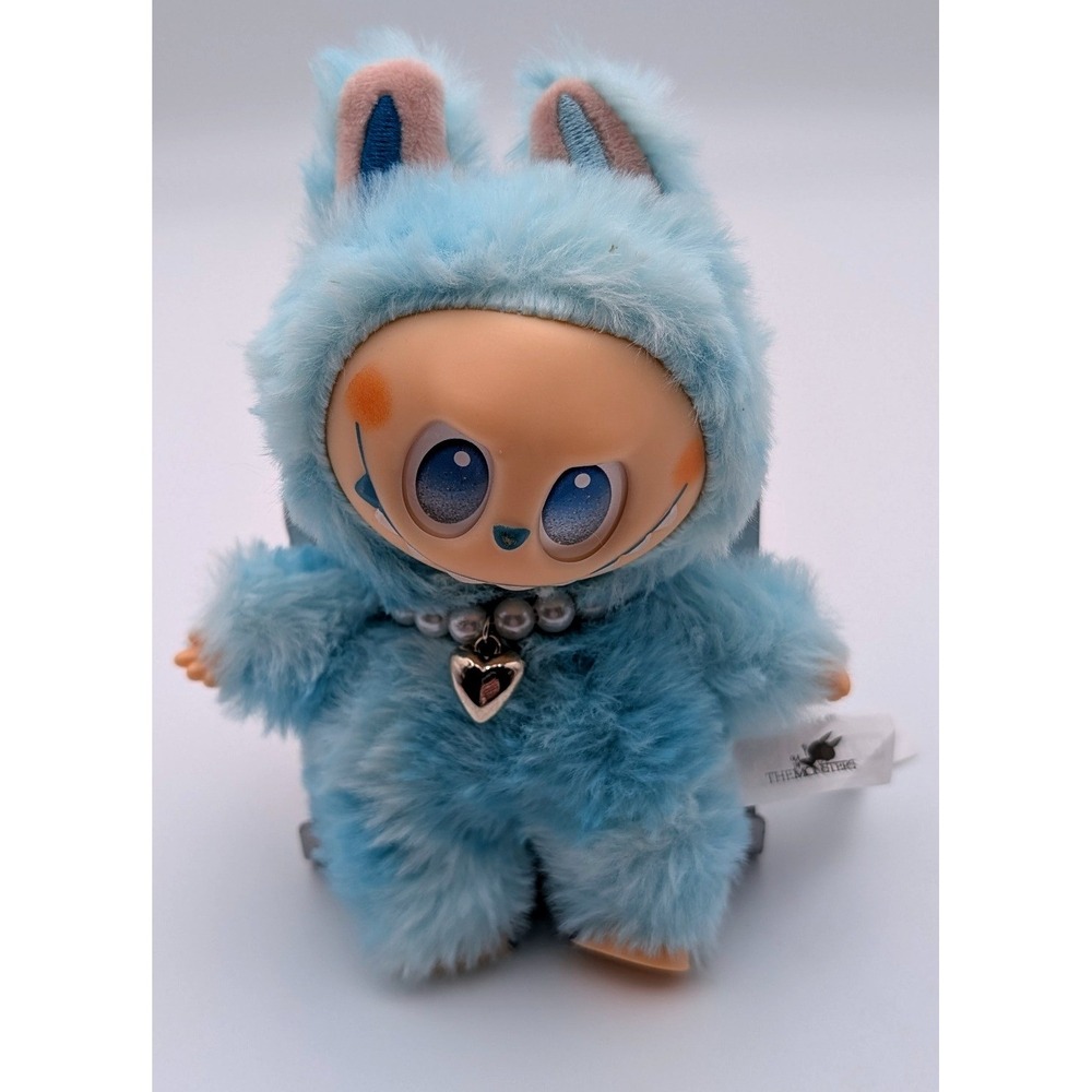 Pop Mart Labubu The‎ Monsters Blue Plush Pendant Kasing Lung Vinyl Face Keychain